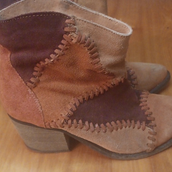 Musse & Cloud Patchwork Suede Ankle Boots - Brown and Tan - Picture 2 of 12